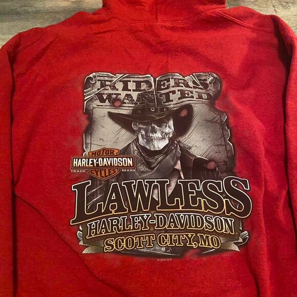 Red harley davidson biker hoodie - Picture 5 of 8